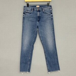 MOTHER Mid Rise Dazzler Crop Fray Jeans Blue We're All In This Together Size 30